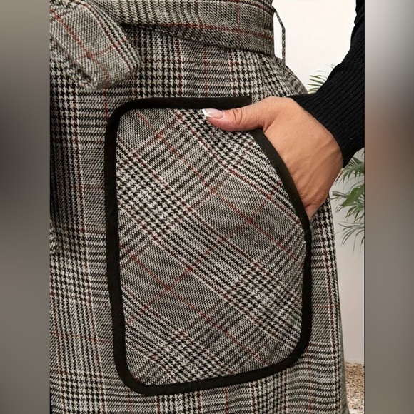 New Plus Plaid Pocket Contrasting Border Long Pants Sleeveless Vest Jacket NWT - Picture 6 of 16